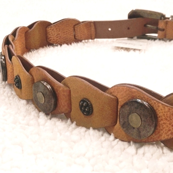 RARE*FREE PEOPLE Medallion Raw Cowhide Leather Bohemian Belt $98-FP.COM 2021' - Picture 7 of 16